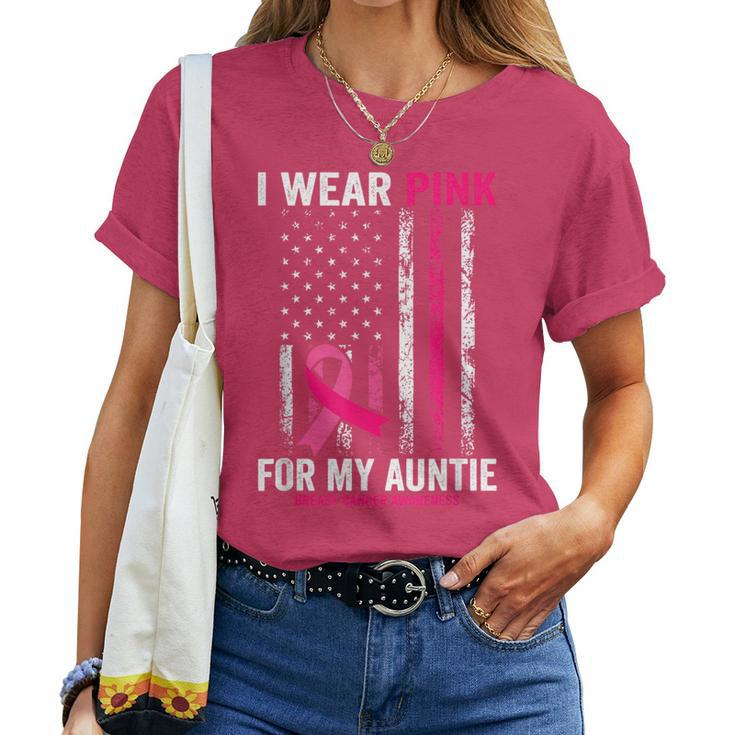 I Wear Pink For My Auntie American Flag Women T-shirt