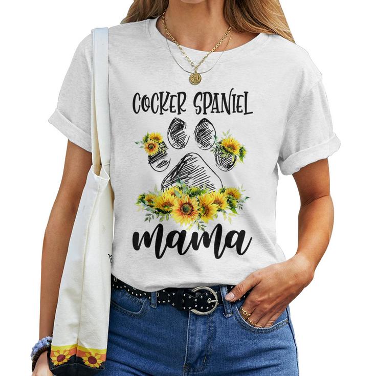 Cute Cocker Spaniel Mama Sunflower Dog Mom Women T-shirt
