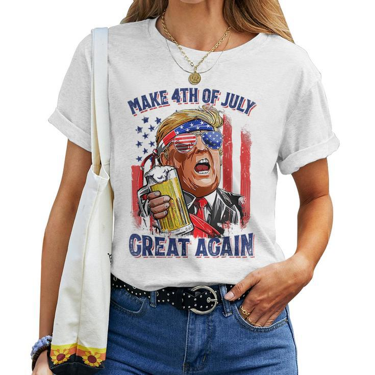 Make 4Th Of July Great Again Trump Men Drinking Beer Drinking s Women T-shirt