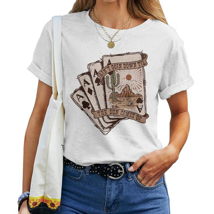 Ace Poker Cards Western Country Cactus Desert Cowboy Cowgirl Women T-shirt