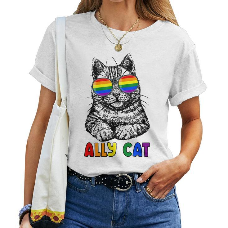 Ally Cat Rainbow Gay Pride Cute Lgbt Animal Pet Lover Women T-shirt