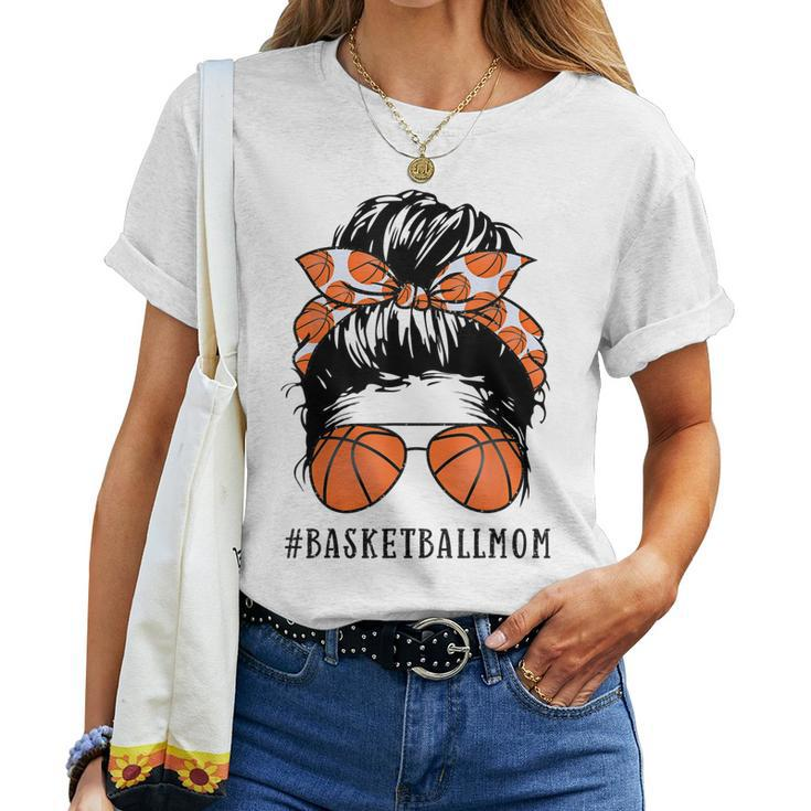 Basketball Mom Messy Bun Proud Mama Basketball Sunshades Women T-shirt