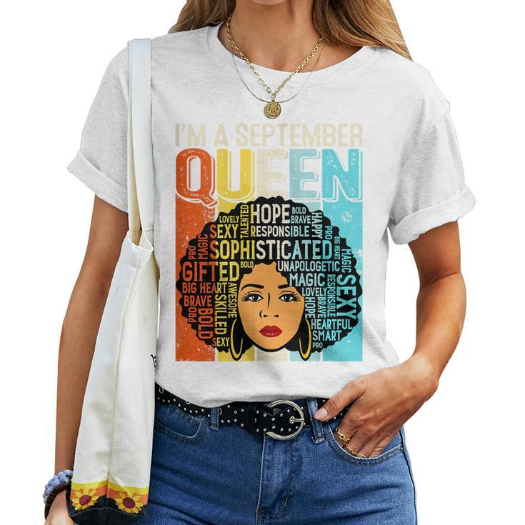Birthday Junenth Queen Black History September Girl Retro Women T-shirt