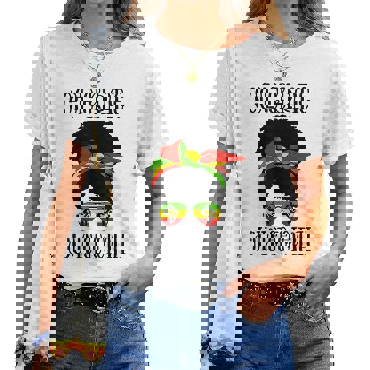 Black Messy Bun Junenth Celebrate Women T-shirt