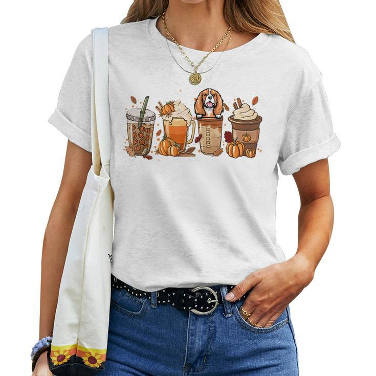 Cavalier King Charles Spaniel Fall Coffee Halloween Pumpkin For Coffee Lovers Women T-shirt