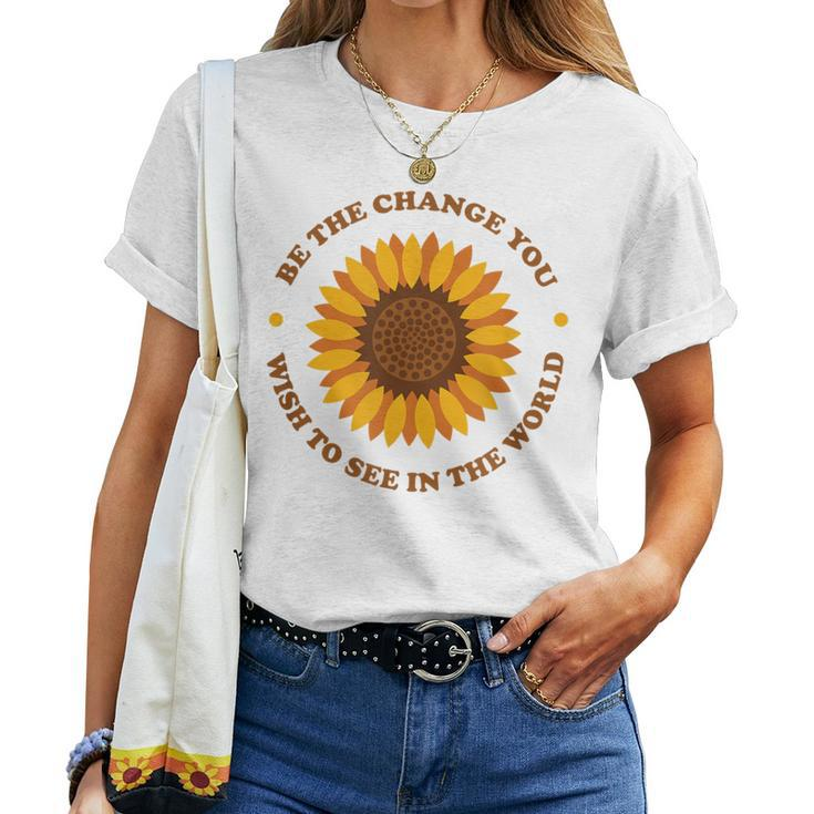 Be The Change Retro Sunflower Women T-shirt