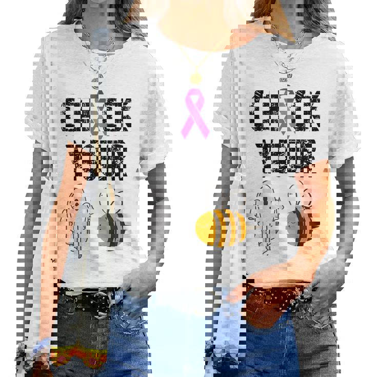 Check Your Boo Bees Breast Cancer Halloween Women T-shirt