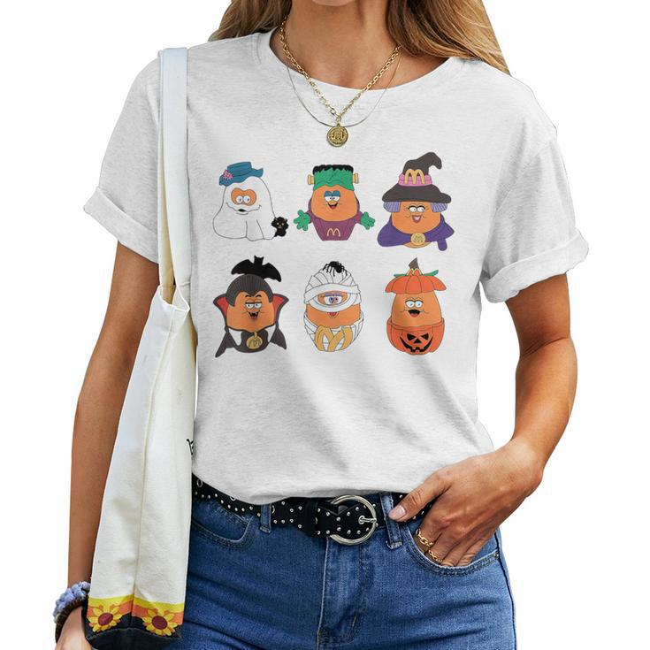 Chicken Nugget Halloween Retro 90S Pumpkin Boo Women T-shirt
