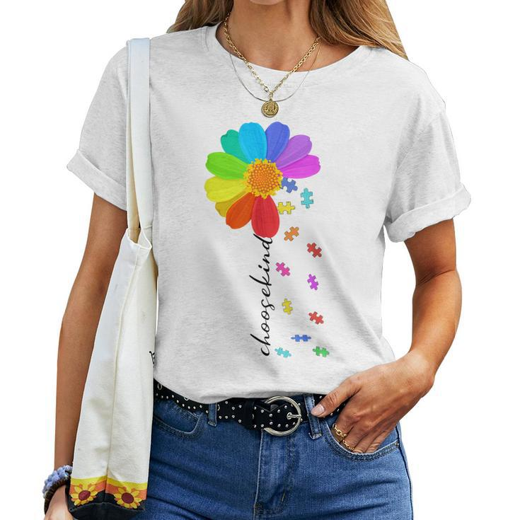 Choose Kind Autism Awareness Daisy Flower Costume Puzzle Women T-shirt