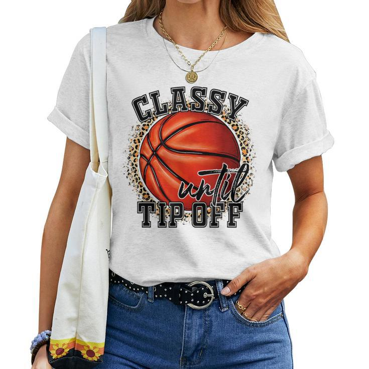 Classy Until Tip Off Basketball Mom Leopard Women Kids For Mom Women T-shirt