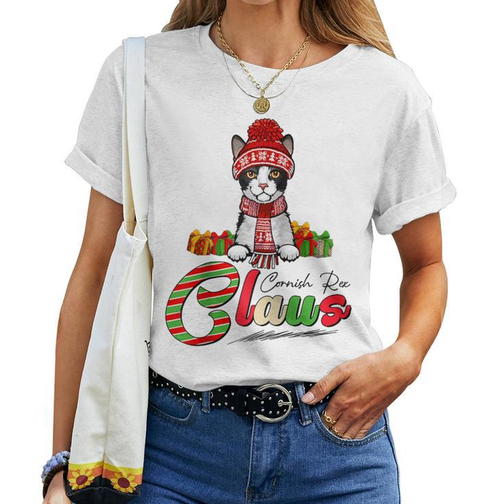 Cornish Rex Claus Cat Lover Santa Hat Ugly Christmas Sweater Women T-shirt