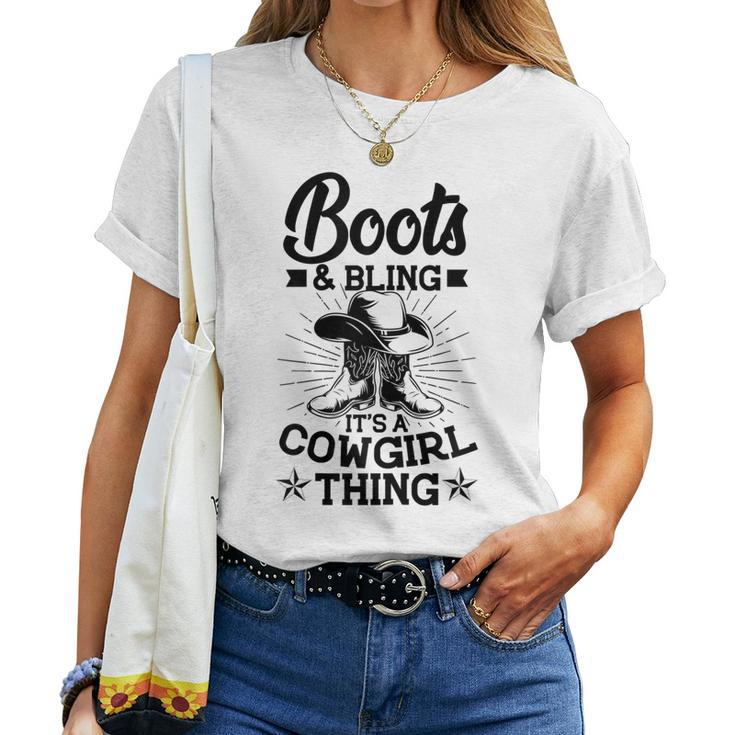 Cowgirl Boots And Hat Graphic Women Girls Cowgirl Western Women T-shirt
