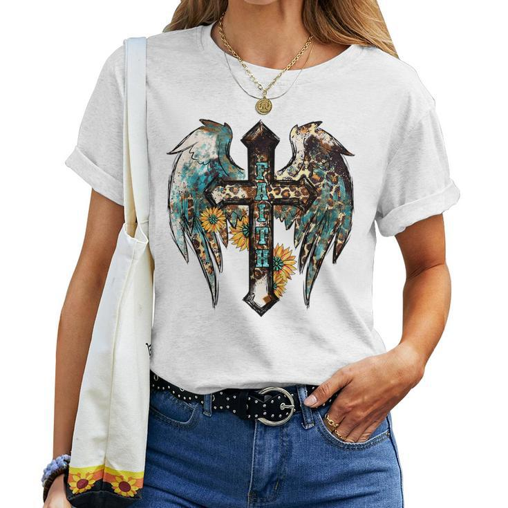 Cute Faith Western Cross For Christian Summer Country Boho Faith Women T-shirt