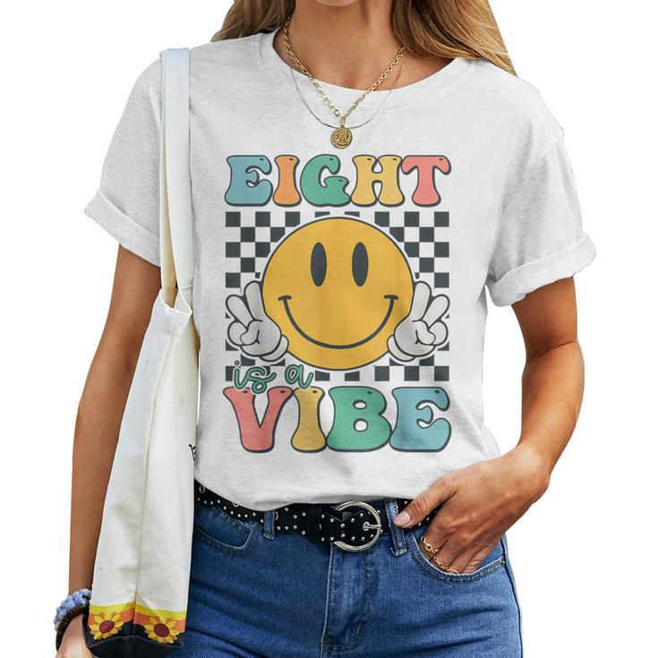 Eight Is A Vibe 8Th Birthday Smile Face Hippie Boy Girl Kid Women T-shirt