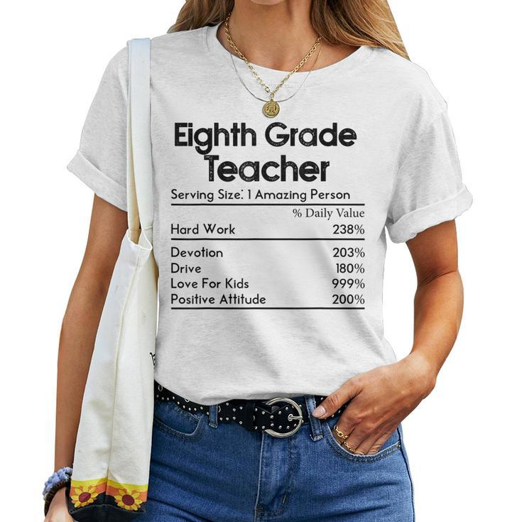 Eighth Grade Teacher Nutrition Facts Teachers Women T-shirt