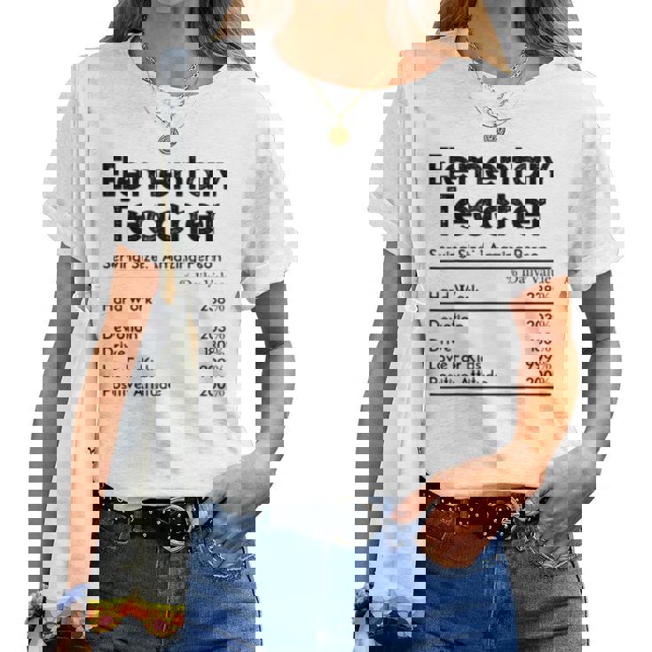 Elementary Teacher Nutrition Facts Teachers Women T-shirt