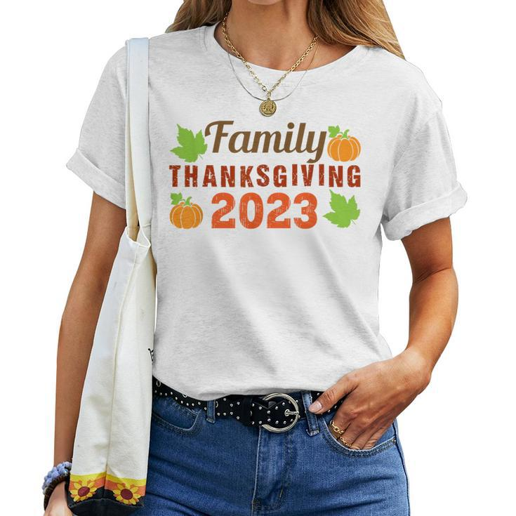 Family Thanksgiving 2023 Matching Fall Turkey Autumn Pumpkin Women T-shirt