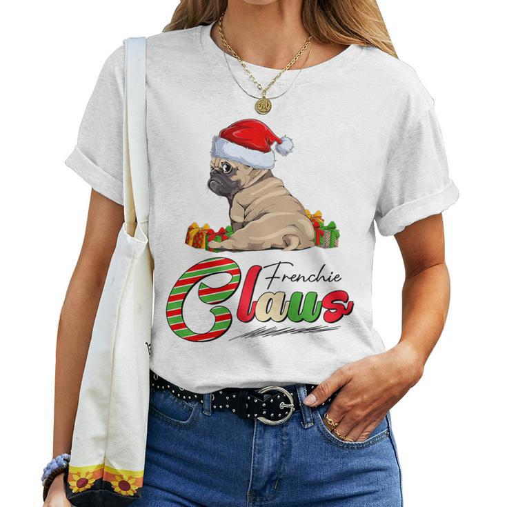 Frenchie Claus Dog Lovers Santa Hat Ugly Christmas Sweater Women T-shirt