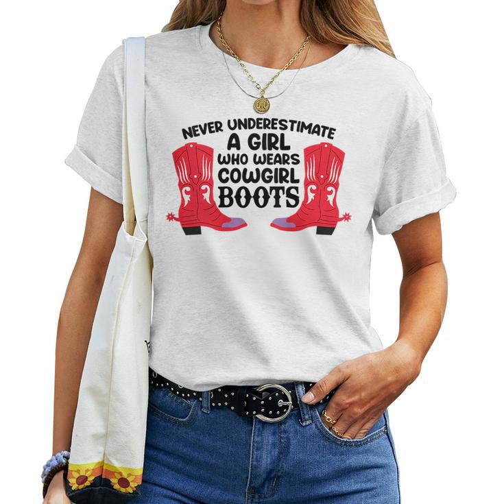 A Girl Who S Cowgirl Boots Linedance Western Women T-shirt