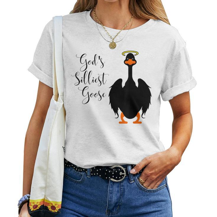 Gods Silliest Goose Black Women T-shirt