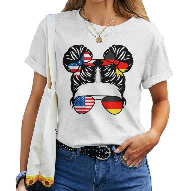 Half American Half German Girl Usa Germany Flag Patriot Women T-shirt