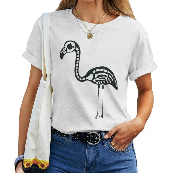 Halloween Skeleton Flamingo Animal Costume Women T-shirt