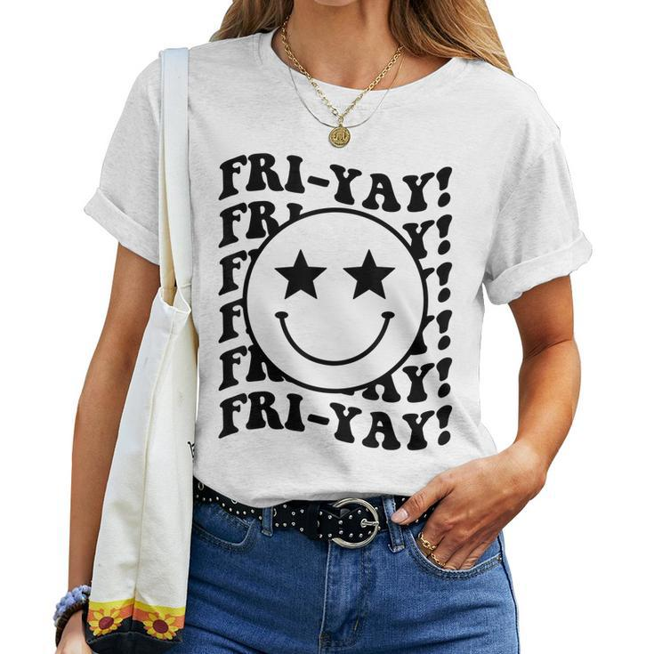 Happy Fri-Yay Black Smile Friday Lovers Fun Teacher Nurse Women T-shirt