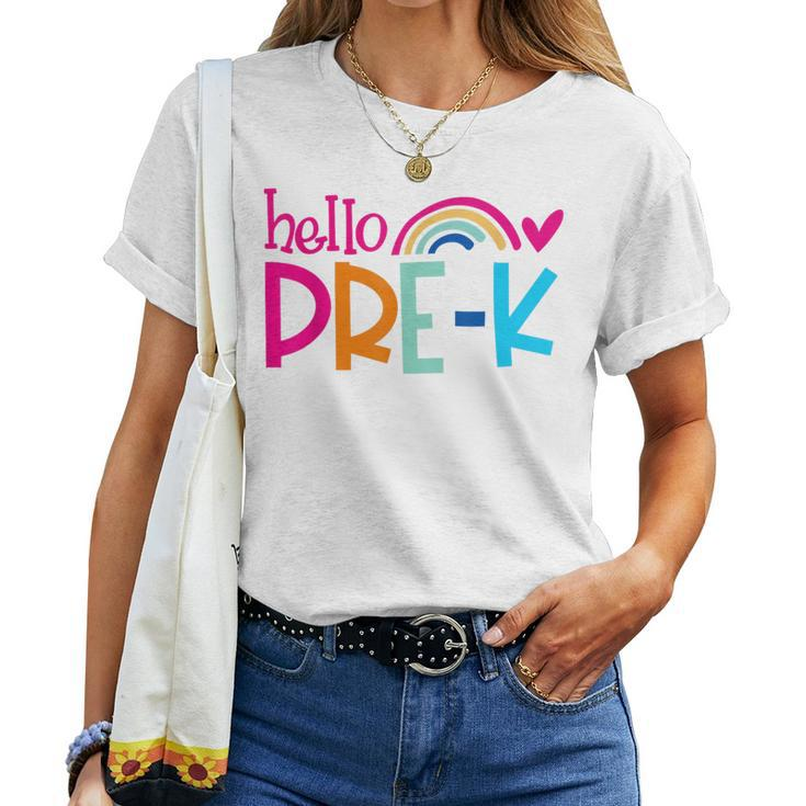 Hello Prek First Day Of Preschool Team Teacher Kids School For Teacher Women T-shirt