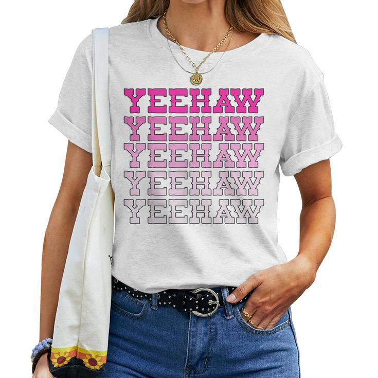 Hot Pink Wild West Western Rodeo Yeehaw Cowgirl Country Women T-shirt