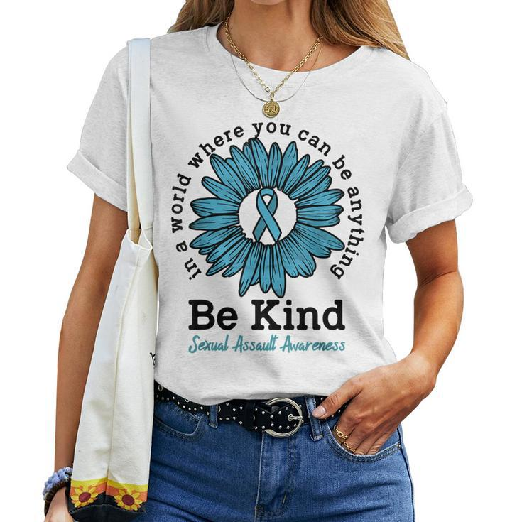 Be Kind Sexual Assault Awareness Sunflower Woman Empowerment Women T-shirt