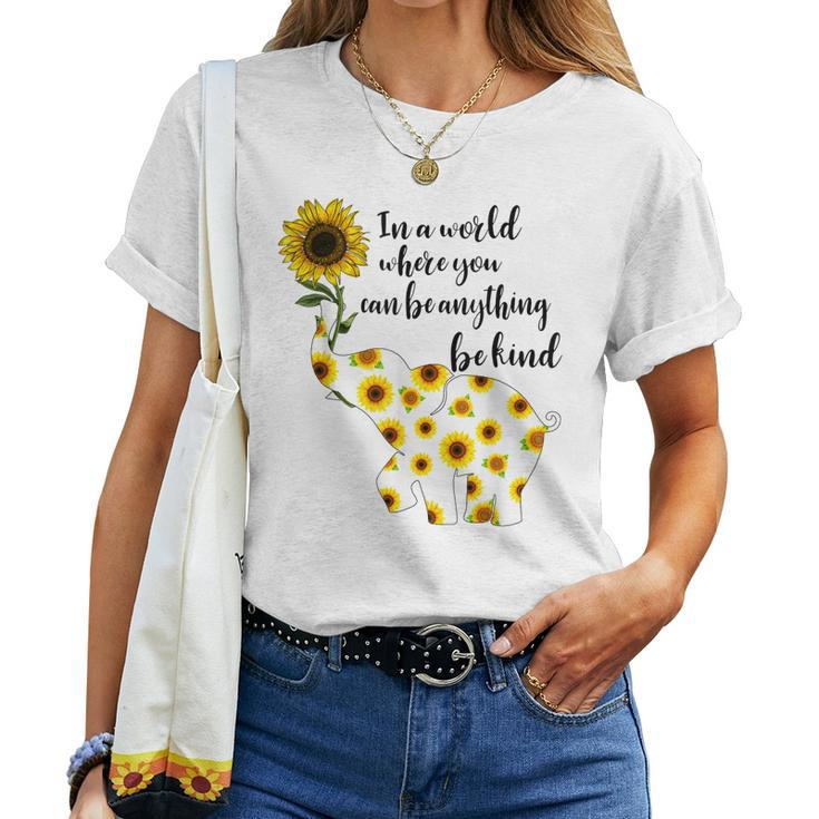 Be Kind Sign Language Elephant Sunflower Quote Idea Women T-shirt