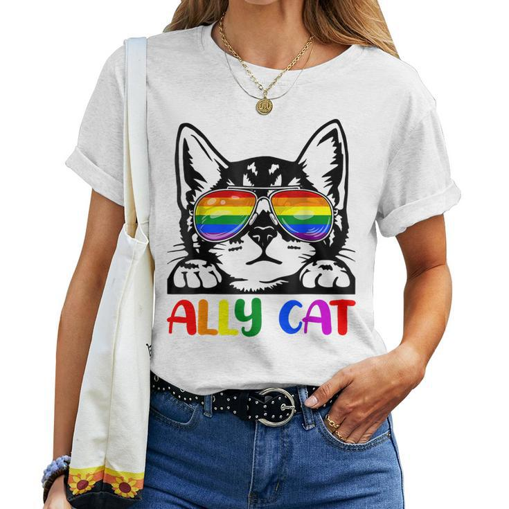 Lgbt Gay Ally Cat Be Kind Rainbow Pride Flag Men Women Women T-shirt