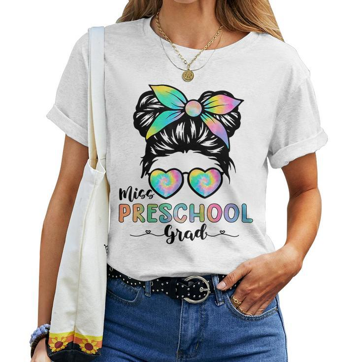 Lil Miss Preschool Grad Messy Bun Tie Dye Girls Kids Women T-shirt