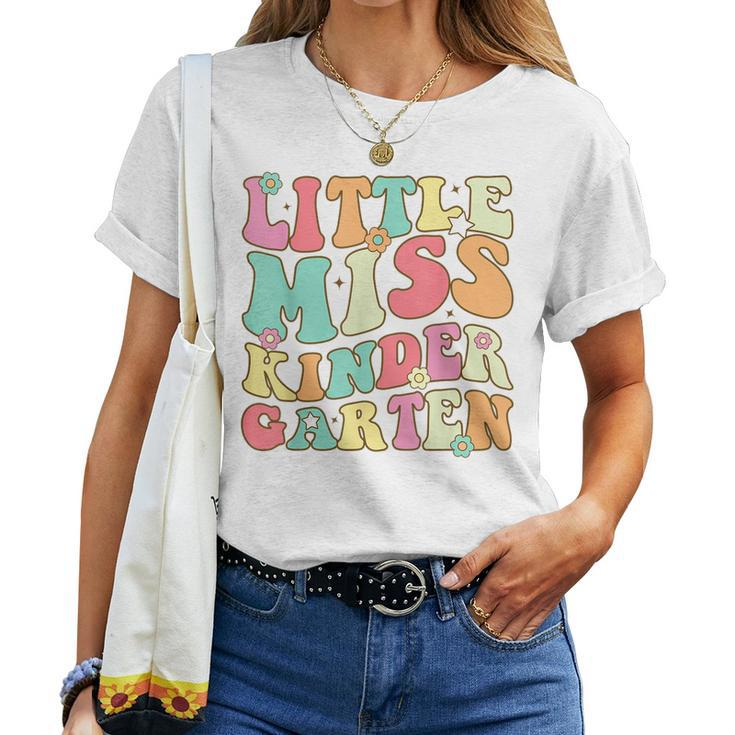 Little Miss Kindergarten Girls Back To School Retro Daughter Women T-shirt