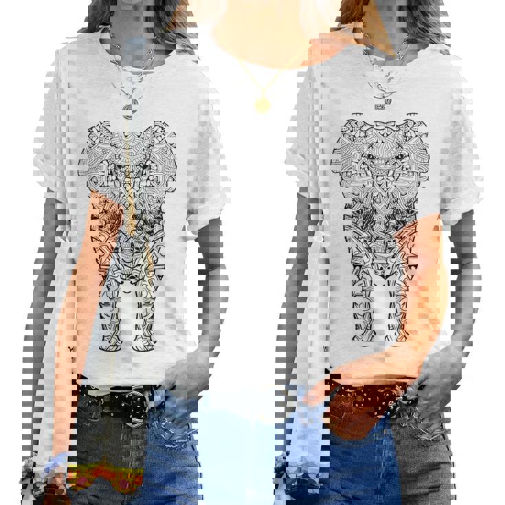 Mandala Elephant Retro Indian Buddhist Animal Lover Women T-shirt