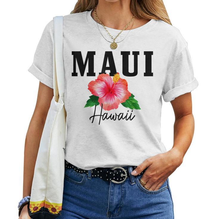 Maui Hawaii Floral Hibiscus Surf Surfer Vintage Hawaiian Women T-shirt