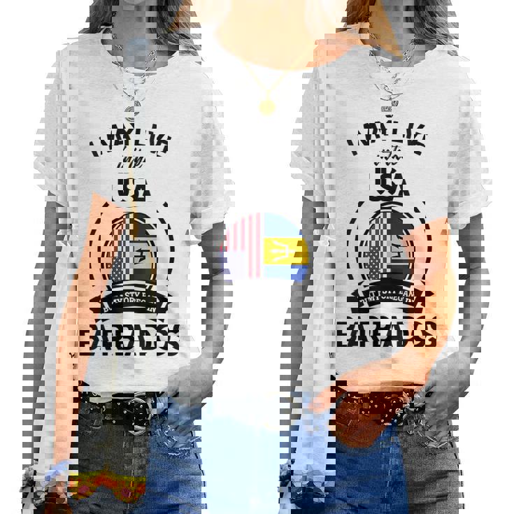 May Live In Usa But My Story Began In Barbados Flag Women T-shirt