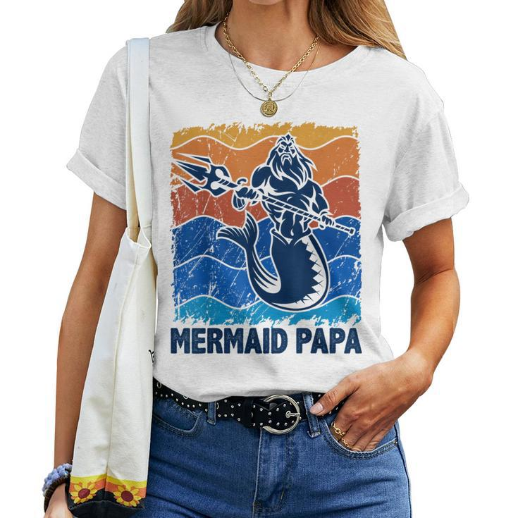Mermaid Papa Merman Dad Of The Birthday Girls Women T-shirt