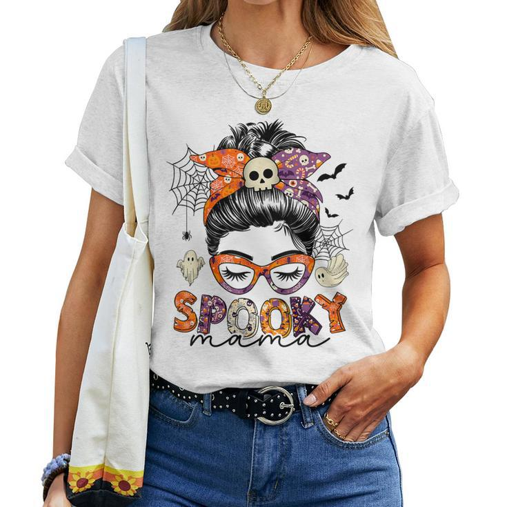 Messy Bun Spooky Mama Halloween Costume Women T-shirt