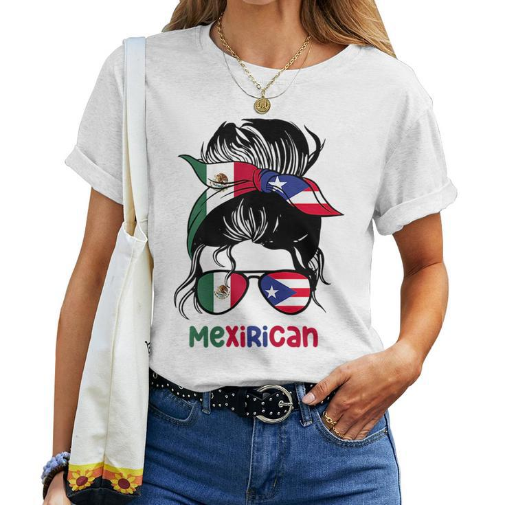 Mexirican Messy Bun Half Puerto Rican And Half Mexican Women T-shirt