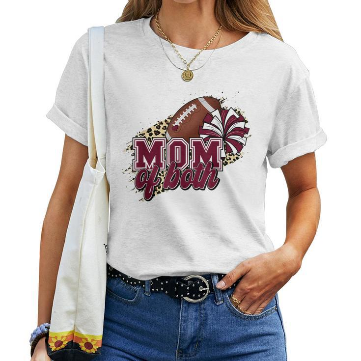 Mom Of Both Football And Cheer Leopard Maroon Women T-shirt
