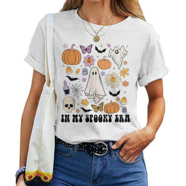 Retro Fall Halloween In My Spooky Era Cute Ghost Pumpkin Women T-shirt