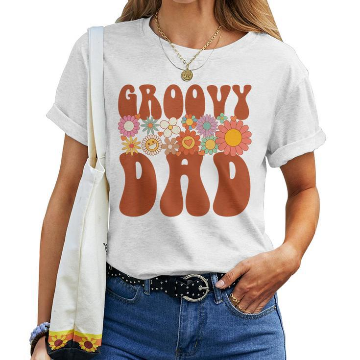 Retro Groovy Dad Matching Family Party Fathers Day  Women T-shirt Short Sleeve Graphic