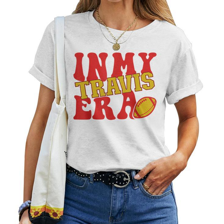 Retro Groovy In My Travis Era Football Theme Women T-shirt