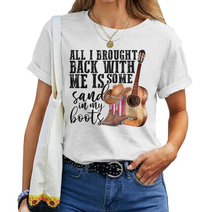 Retro Sand In My Boots Western Cowgirl Cowboy Boots Guitar Women T-shirt