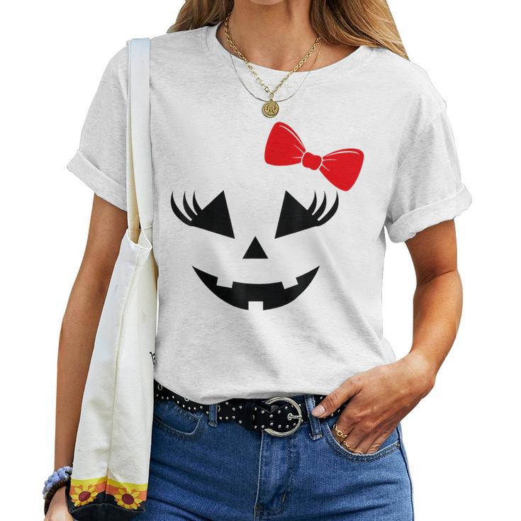 Scary Spooky Jack O Lantern Face Pumpkin Halloween Women T-shirt