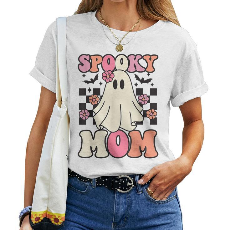 Spooky Mom Halloween Ghost Costume Retro Groovy Women T-shirt