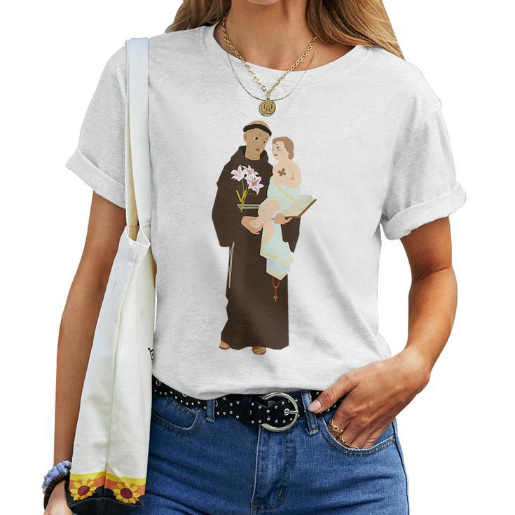 St Anthony Of Padua Vintage Catholic Saint Infant Jesus Women T-shirt