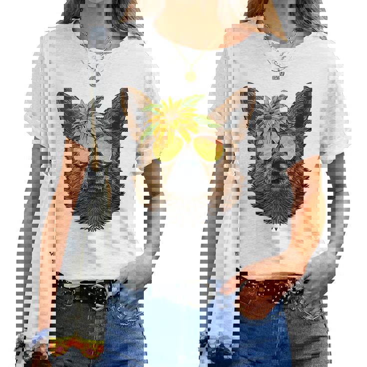 Summer Pembroke Welsh Corgi Tropical Holiday Summer Beach Women T-shirt Crewneck