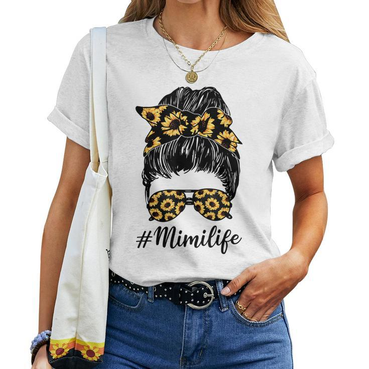 Sunflower Mimi Life Messy Bun Women T-shirt
